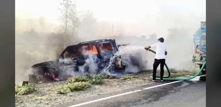 Burning Vehicle With Four Bodies Found in Ajmer, Staged Accident Suspected