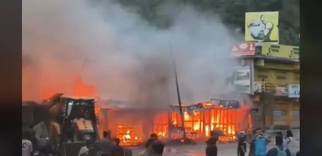 Fire Destroys 13 Shops in Poonch District; Residents Criticize Delayed Response