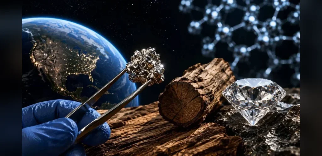 Diamonds Form Through Cosmic Processes While Wood Requires Life