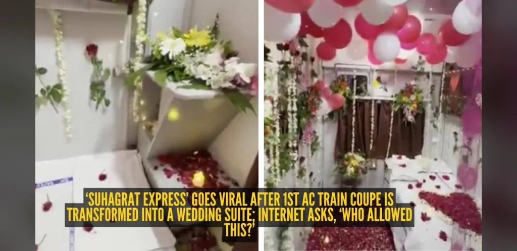 Viral Video Shows First-Class Train Coupe Decorated as Wedding Suite