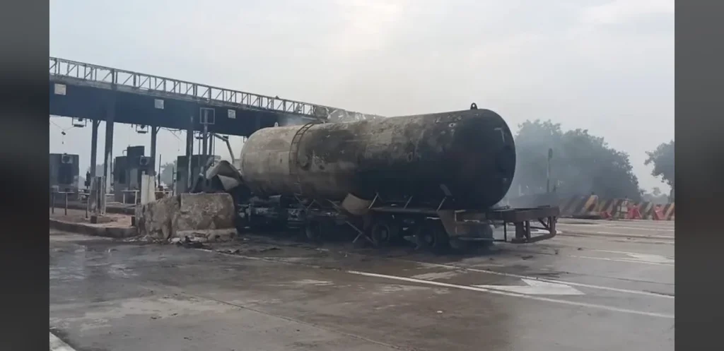 LPG Tanker Crash Sparks Deadly Blaze Near Uttar Pradesh Toll Plaza