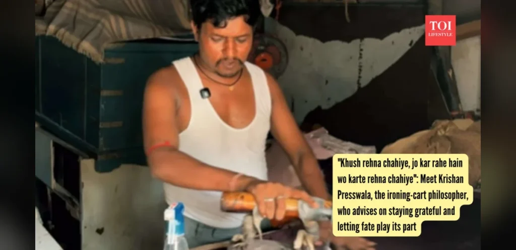 Ironing Cart Vendor Offers Advice on Gratitude and Acceptance