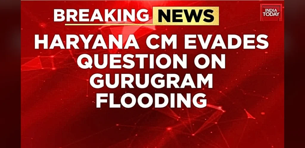 Haryana Chief Minister Sidesteps Inquiries About Gurugram Flooding While Security Personnel Intervene With Reporter