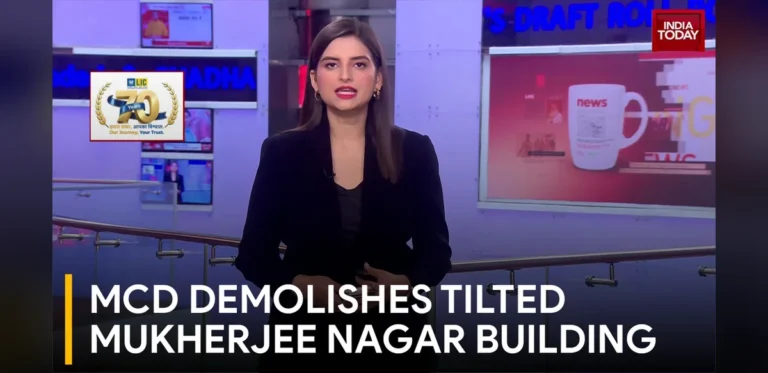 Municipal Authorities Demolish Leaning Structure in Mukherjee Nagar Over Leakage Concerns
