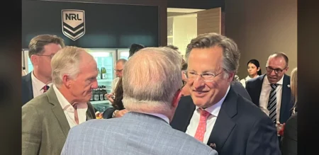 New US Envoy Meets Australian Figures at Stadium Event